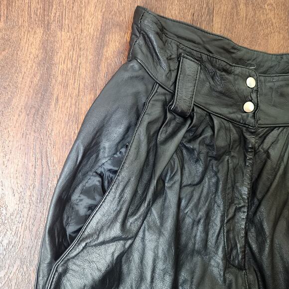 Vintage Leather by Wilson's Black 100% Leather Pants 80's 90's - Size 4 - Picture 4 of 9